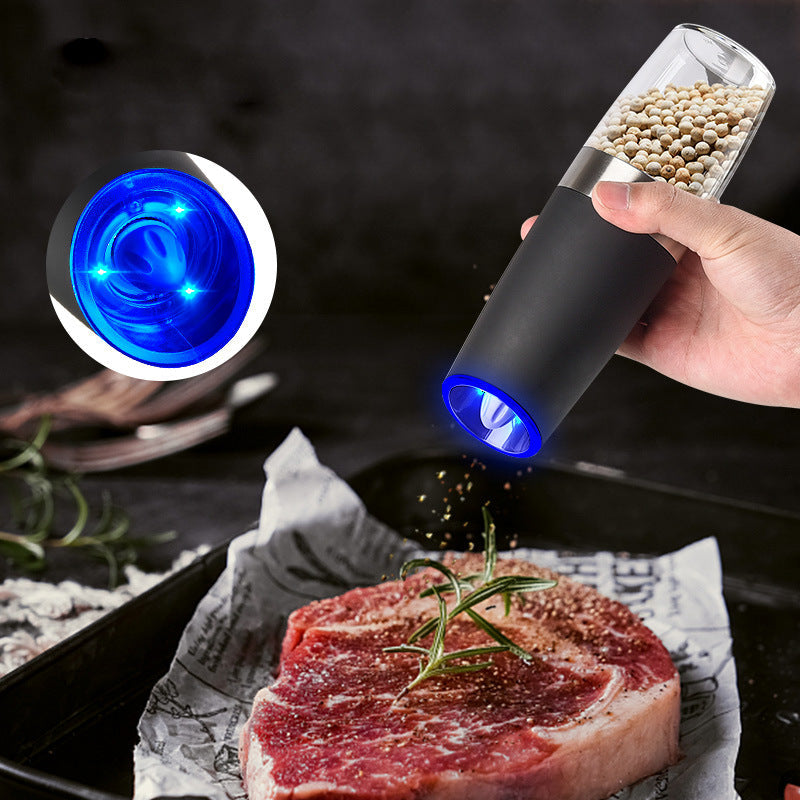 Gravity Electric Salt & Pepper Grinder Set - Adjustable Coarseness, LED Light, Battery Operated(silver) Tristar Online