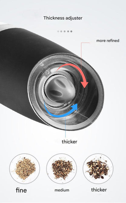Gravity Electric Salt & Pepper Grinder Set - Adjustable Coarseness, LED Light, Battery Operated(silver) Tristar Online