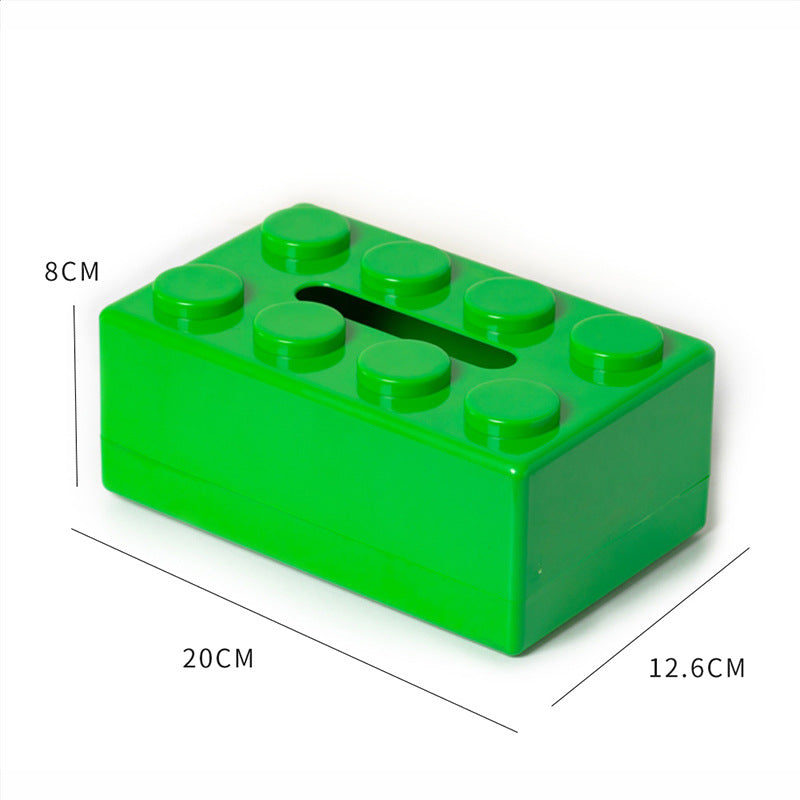 Green 2 Pcs Creative Building Block Tissue Box Holder - Wall-Mounted & Desktop Dispenser for Bathroom, Kids Room & Office Decor Tristar Online