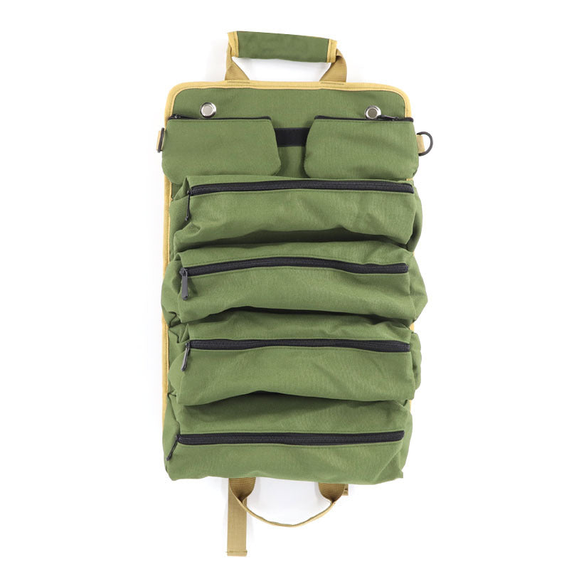 Green Heavy Duty Roll-Up Tool Bag Organizer - Waterproof Oxford Fabric Pouch with Multiple Pockets Tristar Online