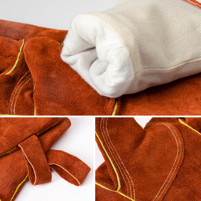 Grey 14-Inch Premium Leather BBQ Gloves - Heat-Resistant Up to 500 Degree Tristar Online