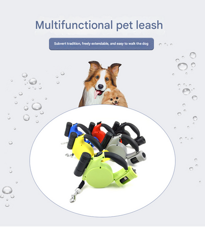 Grey 3-in-1 Retractable Dog Leash with LED Flashlight & Poop Bag Dispenser | Heavy Duty Tangle-Free Leash for Safe Night Walks Tristar Online