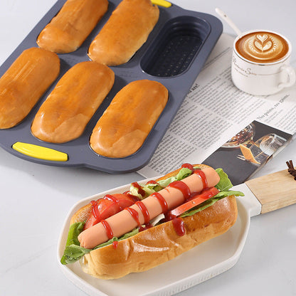 Grey 6-hole silicone baking mold, perforated loaf pan 37.5 cm x 24.5 cm, suitable for bread and cakes (sold in sets of 2) Tristar Online