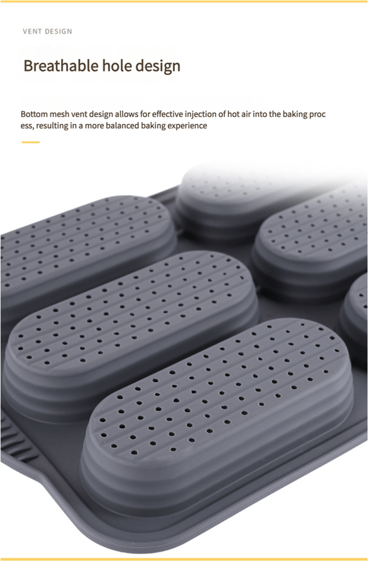 Grey 6-hole silicone baking mold, perforated loaf pan 37.5 cm x 24.5 cm, suitable for bread and cakes (sold in sets of 2) Tristar Online