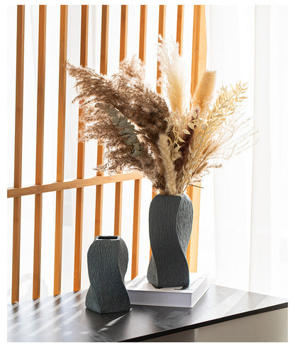 Grey Abstract Twisted Ceramic Vase - Artistic Minimalist Flower Holder for Home Decor (20x10x10cm) Tristar Online