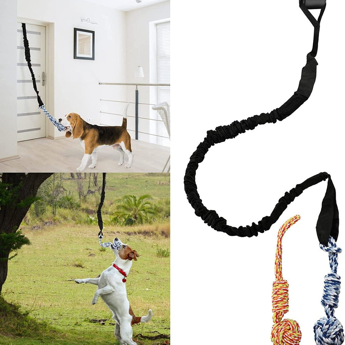 Grey And Colored Cotton Balls Interactive Bungee Dog Tug Toy - Hanging Rope Ball for Solo Play & Exercise Tristar Online