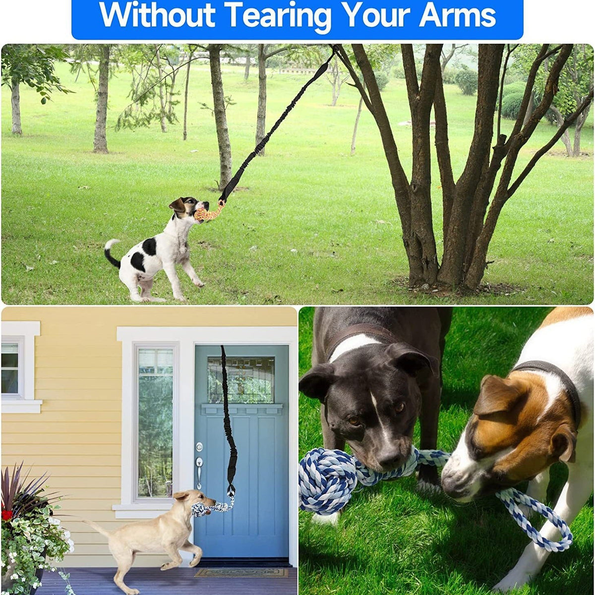 Grey And Colored Cotton Balls Interactive Bungee Dog Tug Toy - Hanging Rope Ball for Solo Play & Exercise Tristar Online