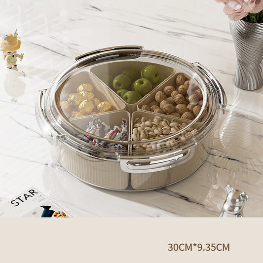 Grey And Silver Snap Button Elegant Compartment Serving Tray with Lid - Versatile Snack, Fruit & Candy Box Tristar Online