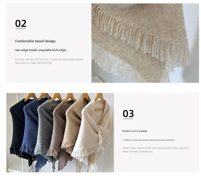 Grey Elegant Knit Scarf Shawl with Tassels - Versatile Warm Wrap (65cm x 175cm) Tristar Online