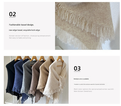Grey Elegant Knit Scarf Shawl with Tassels - Versatile Warm Wrap (65cm x 175cm) Tristar Online