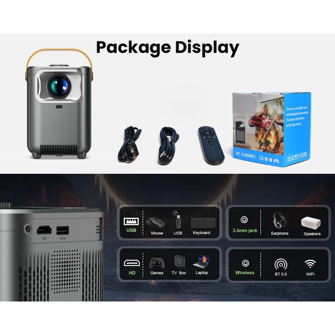 Transpeed S1 Smart Portable Projector for 4K Cine Camping Magcubic