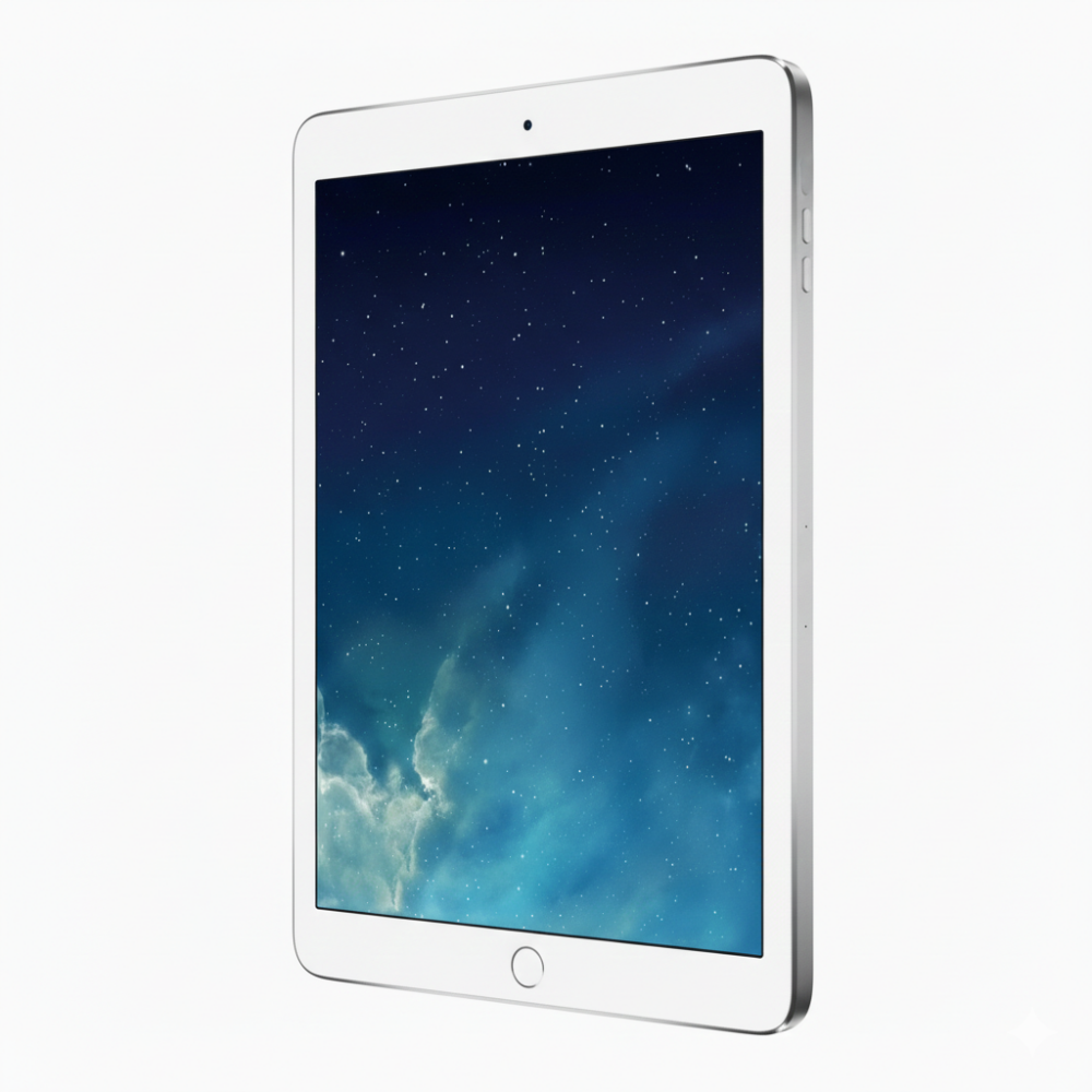 Premium refurbished iPad Air (Space Gray) – angled front/back shot, no visible wear