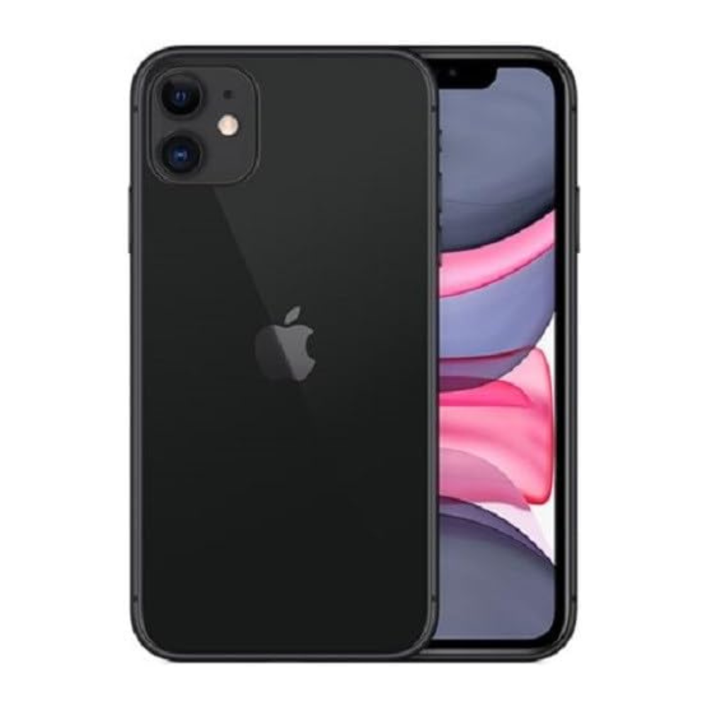 Black iPhone 11 64GB refurbished – full device front and back visible