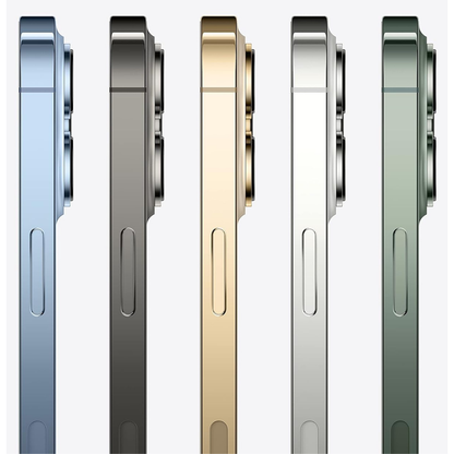 Refurbished iPhone 13 Pro Max 128 GB Green – front view showing sleek finish and no blemishes