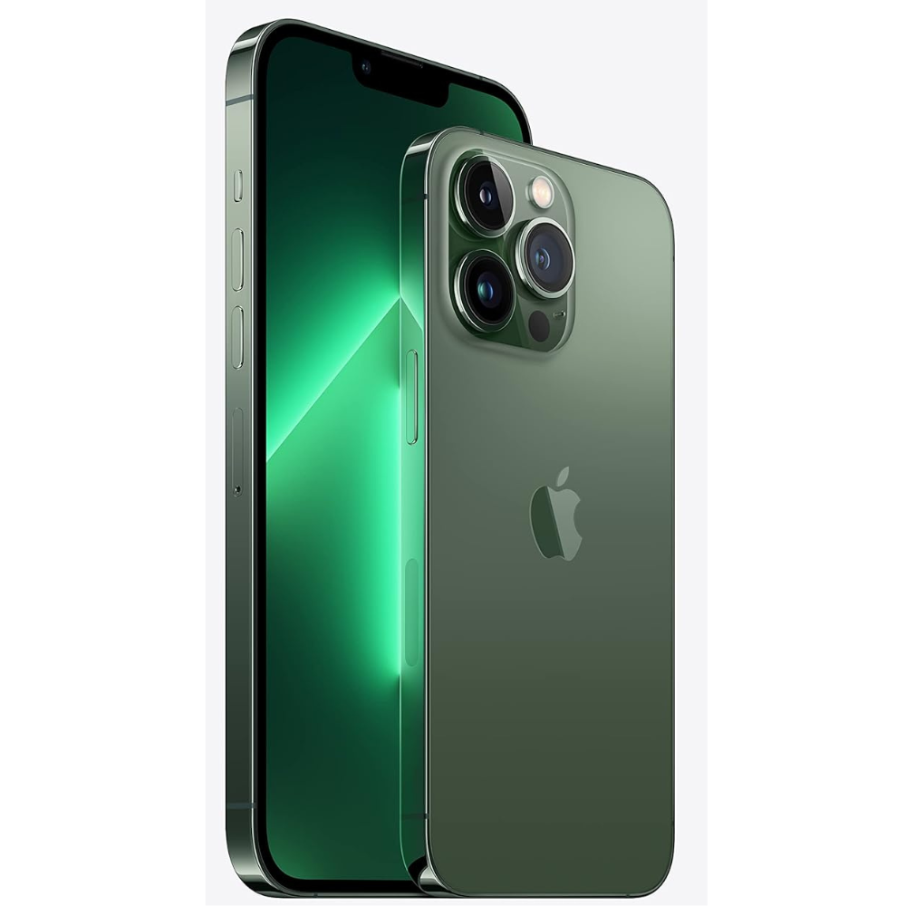 Refurbished iPhone 13 Pro Max 128GB Green – full device front and rear, pristine condition