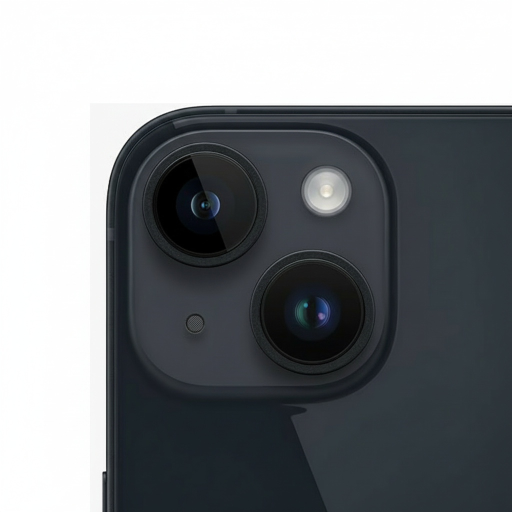 Refurbished Midnight iPhone 14 Plus 128GB – straight-on front view on white background