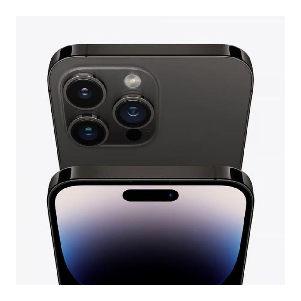 Refurbished iPhone 14 Pro Max 256GB Space Black – angled front/back with clean finish