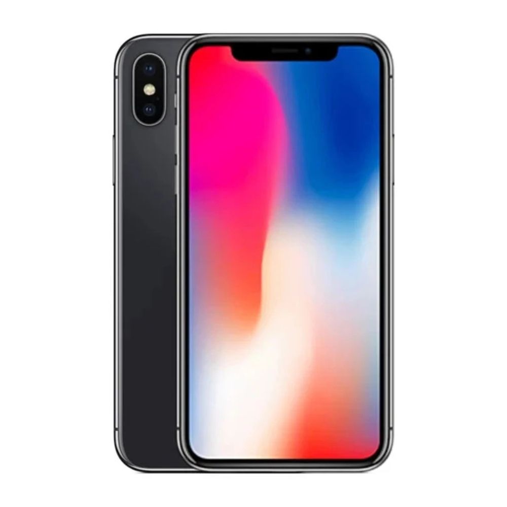 Refurbished iPhone X 256 GB – angled shot showing screen and camera, clean chassis