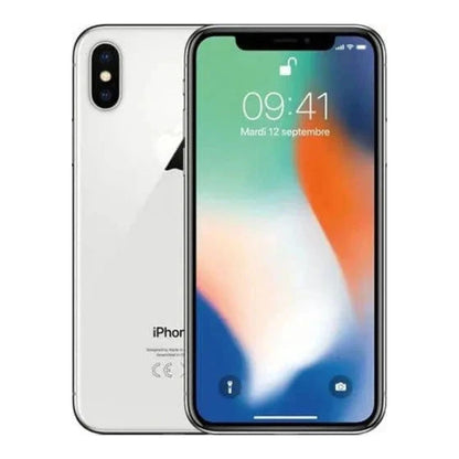Refurbished iPhone X 64 GB – full device front and rear, polished finish, minimal wear