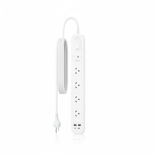 Belkin 6-Outlet Surge Protector with 2 USB-A Ports, 2M Power Cord - White Grey Belkin