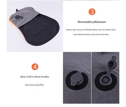Inflatable Camping Pillow - Lightweight 46x32x12cm Travel Pillow 180g in Orange Tristar Online
