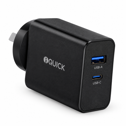 iQuick GaN 65W USB-C Power Adapter, Black, Fast Charging Tristar Online