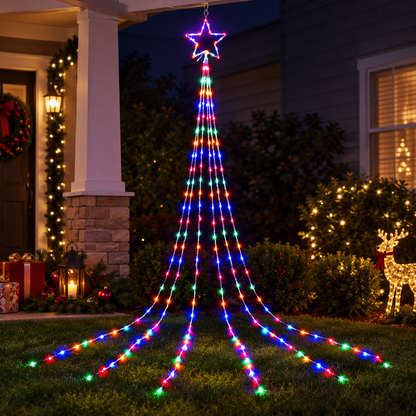 Jingle Jollys 3m Solar Christmas Lights Outdoor Fairy Waterfall Star Multicolour