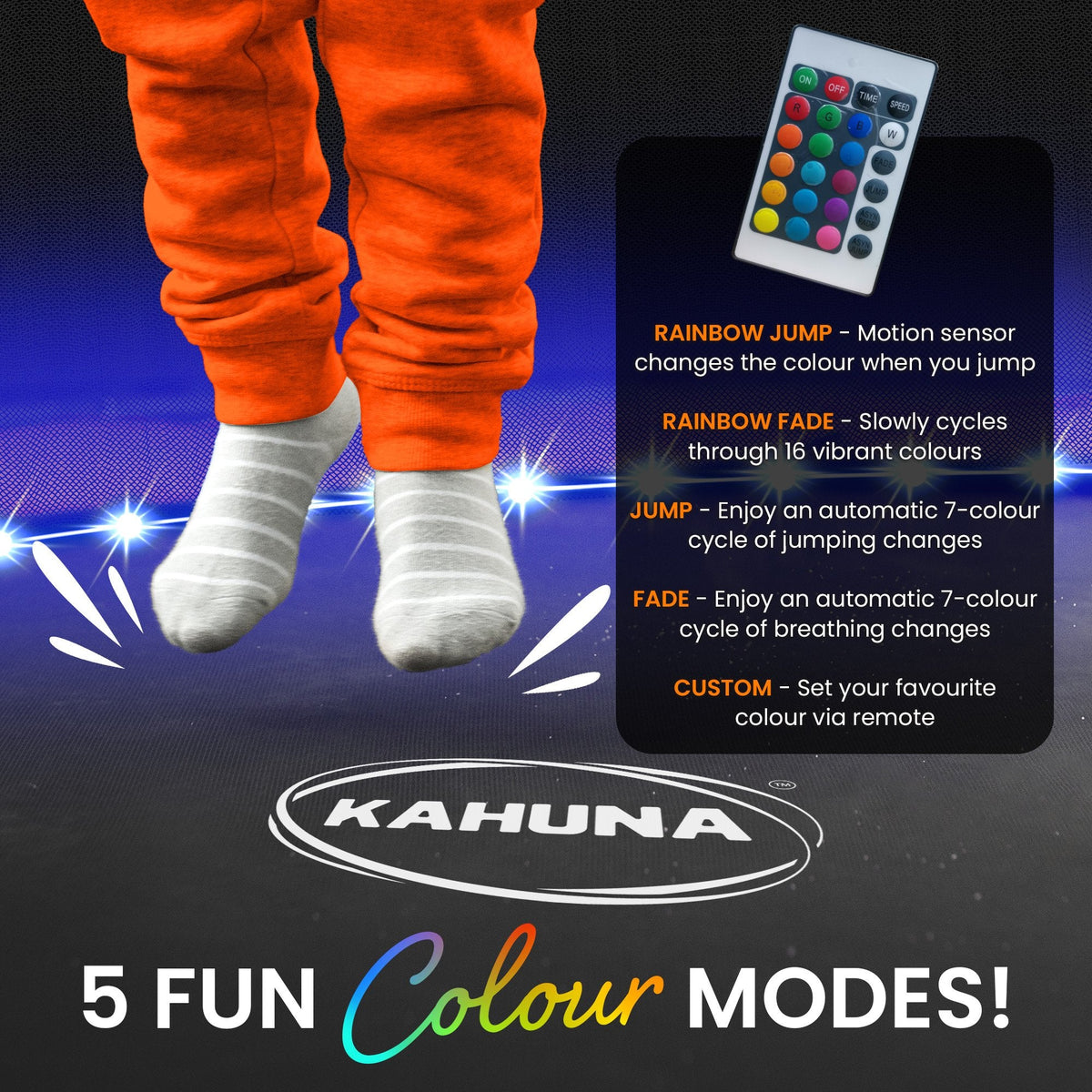 Kahuna LED Kit Suits 14ft-16ft Trampolines Multi-Colour Smart Motion Sensor Lighting with 16 colours Tristar Online