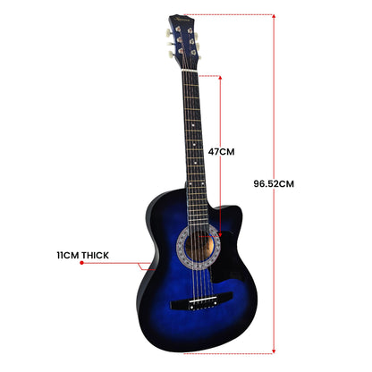 Karrera 38in Cutaway Acoustic Guitar with guitar bag - Blue Burst