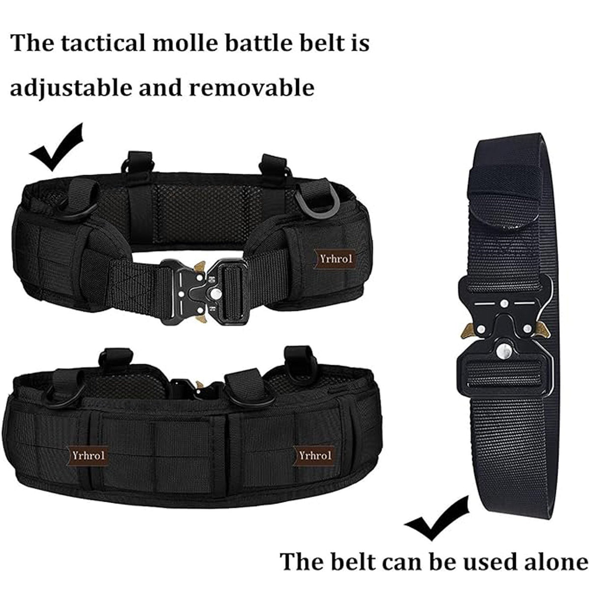 Khaki Adjustable Tactical Battle Belt Set - Padded MOLLE Outer & Nylon Inner Belt Tristar Online