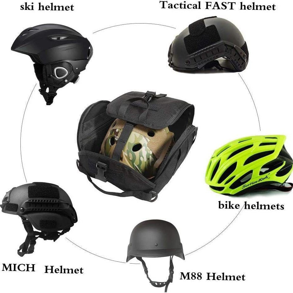Khaki Tactical Helmet Bag & Utility Pouch - Padded MOLLE Gear Storage Carrier Tristar Online