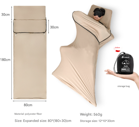 Khaki Ultra-Stretch Sleeping Bag Liner - Portable & Lightweight Envelope Sleep Sack for Camping & Travel Tristar Online