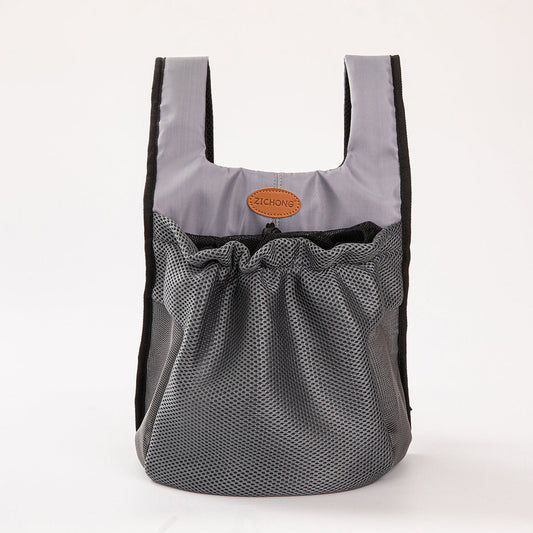L Grey Hands-Free Pet Carrier Backpack for Small Dogs & Cats - Breathable Chest Pack for Outdoor Travel & Hiking Tristar Online