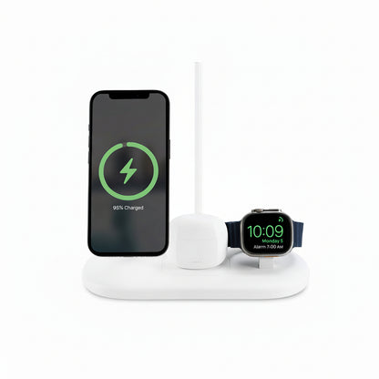 Sprout Qi2 Magnetic 3-in-1 Wireless Charger - White - Fast Charging Stand for iPhone, Apple Watch - AirPods - Pristine - Refurbished
