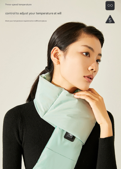 Light Green USB Electric Heated Scarf - Portable Puffer Neck Warmer with 3-Level Heat Control for Winter Tristar Online