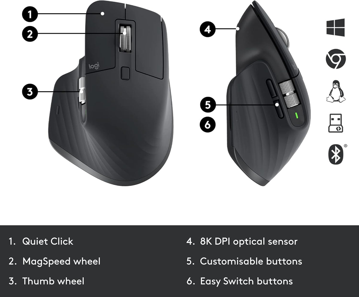 Logitech MX Master 3S Mouse (Bluetooth Edition) Graphite Logitech