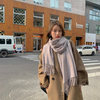 Luxury Cashmere Blend Scarf, Large 200x70cm Fringed Scarf (Light Taro) Tristar Online