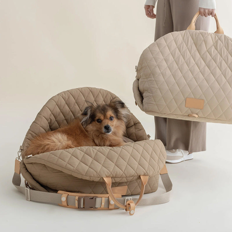 Luxury Quilted 2-in-1 Pet Travel Carrier & Car Booster Seat for Small Dogs(Black) Tristar Online