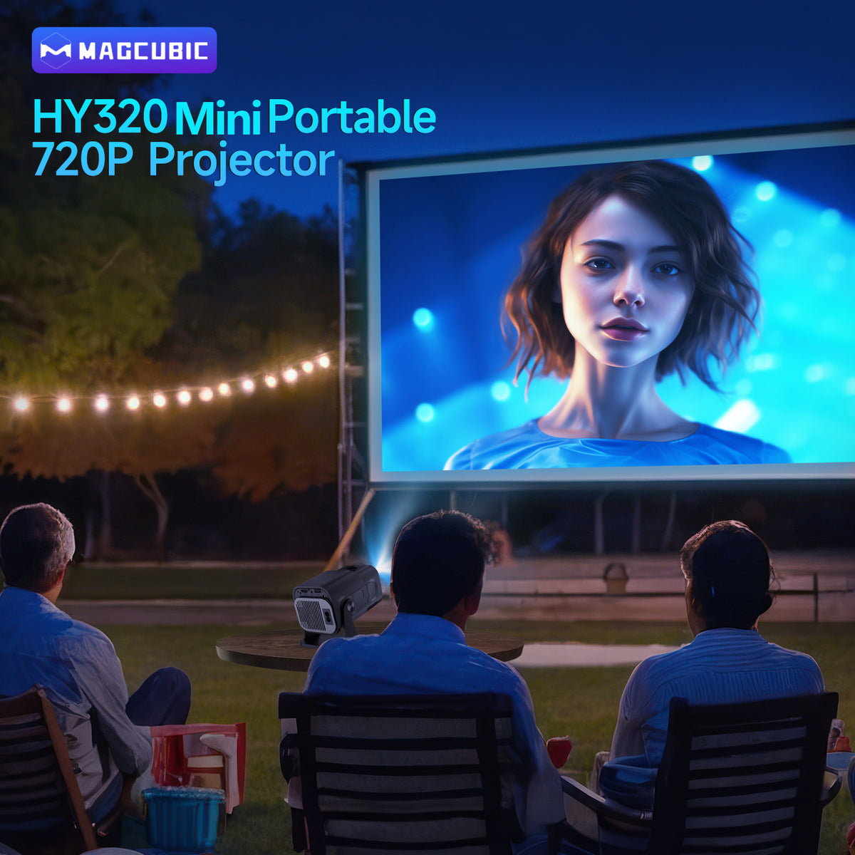 Magcubic HY320 Mini Newly Native 720P Android 11 4K Projector 300ANSI Wifi6 BT5.0 Cinema Outdoor Portable 180° Rotable Projector - Excellent - Refurbished
