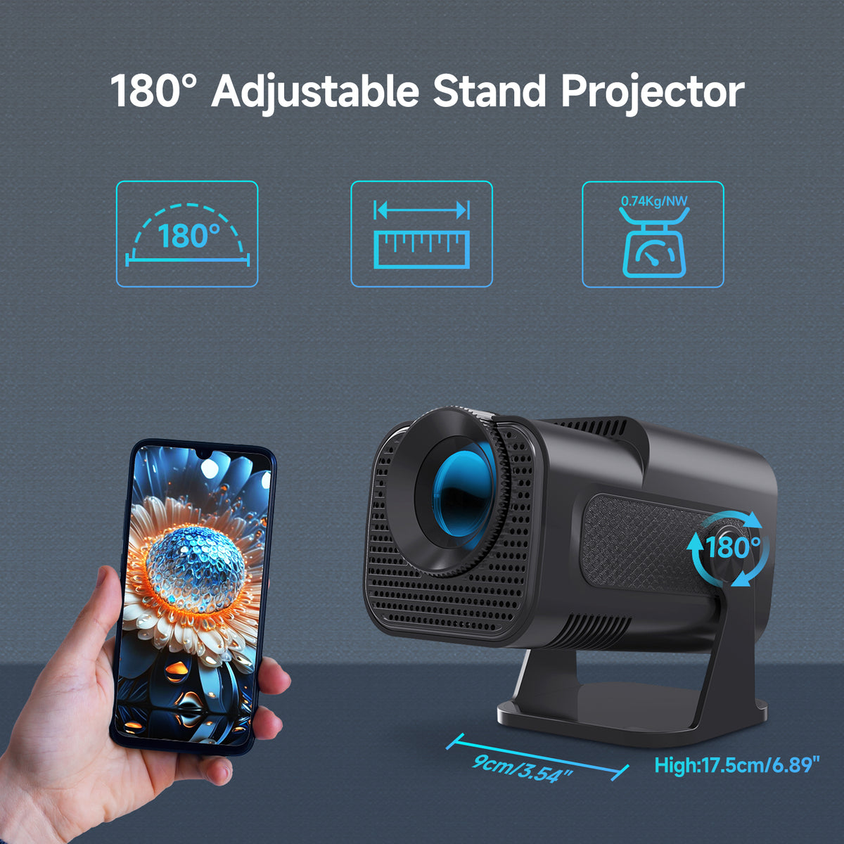 Magcubic HY320 Mini Newly Native 720P Android 11 4K Projector 300ANSI Wifi6 BT5.0 Cinema Outdoor Portable 180° Rotable Projector - Excellent - Refurbished