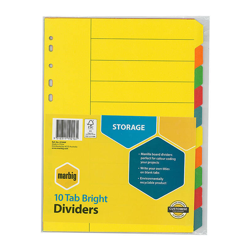 Mbg Dvder Brt Mnlla A4 10Tab Marbig