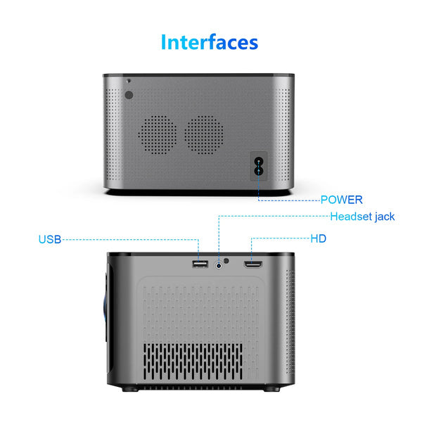 Front view of Magcubic HY350 Pro 580ANSI showing lens and ventilation grille

