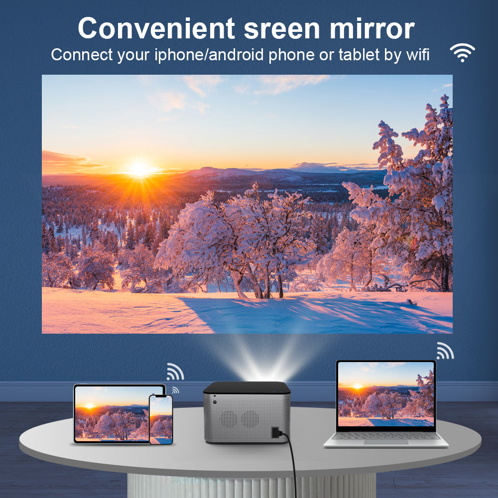 Side profile of Magcubic HY350 Pro projector showing cooling vents and clean lines

