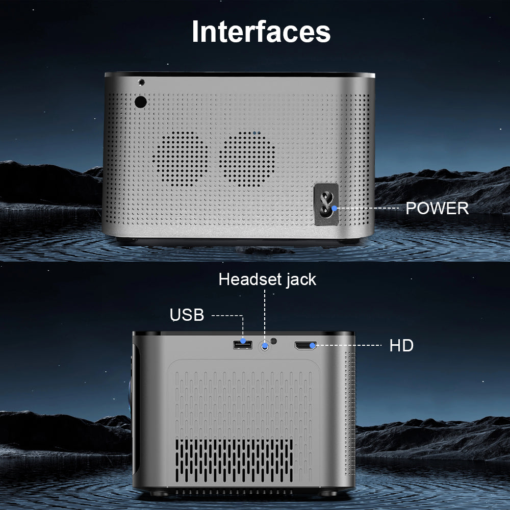 Magcubic HY350 Pro under a TV with image projected on wall above

