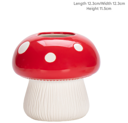 Middle Size Red Whimsical Ceramic Mushroom Vase - Decorative Floral & Hydroponic Planter Tristar Online