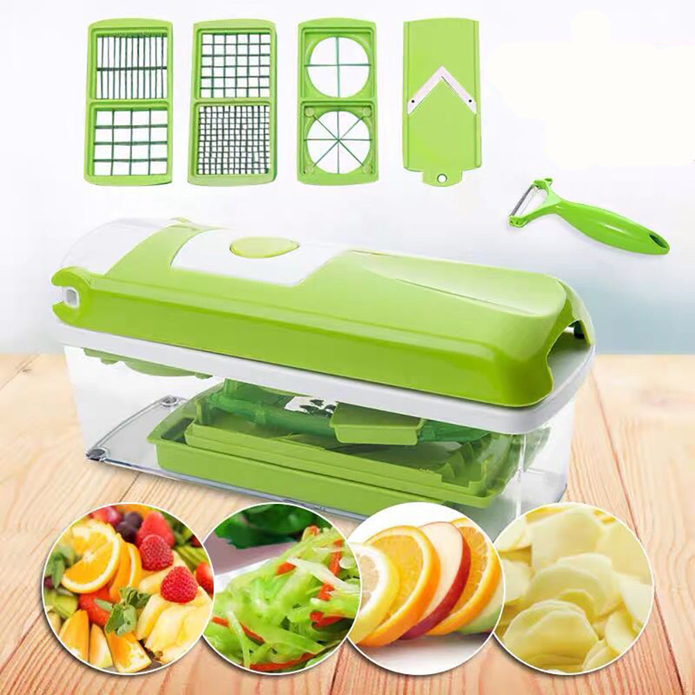 Multi-Functional Vegetable Chopper & Slicer Set - Dicer, Grater with Food Container & Peeler(green) Tristar Online