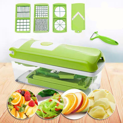 Multi-Functional Vegetable Chopper & Slicer Set - Dicer, Grater with Food Container & Peeler(green) Tristar Online