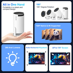 Magcubic HY300 Pro Portable 4K Decoding Projector - WiFi6, Android 11, Bluetooth 5.0 - Ultra-Sharp Imaging, Smart Connectivity, Superior Audio - White