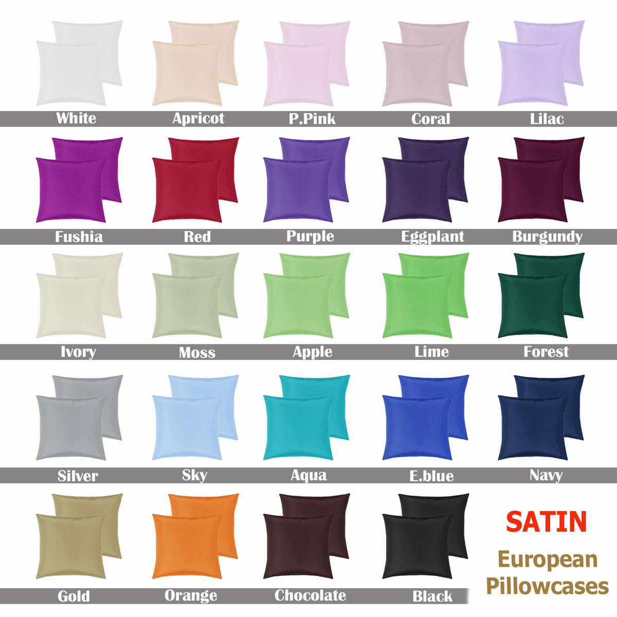 PepperMIll Satin European Pillowcases ( Pair ) ELEC BLUE Tristar Online