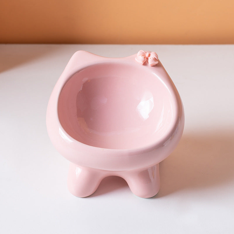 Pink Ceramic Elevated Cat Bowl Tilted Raised Pet Feeder with Anti-Slip Base Cute Design for Wet or Dry Food Ideal for Australian Pets Tristar Online